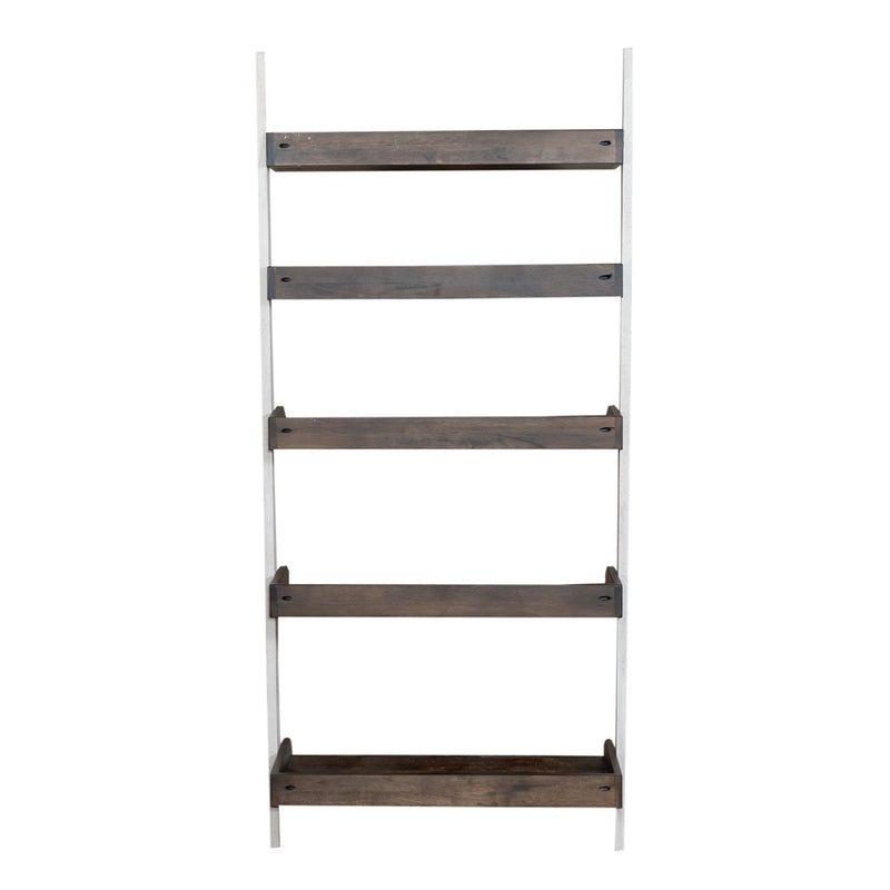 Farmhouse Leaning Bookcase in White/Oak