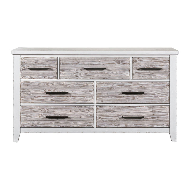 Backroads Dresser in Weathered White/Parchment Brown