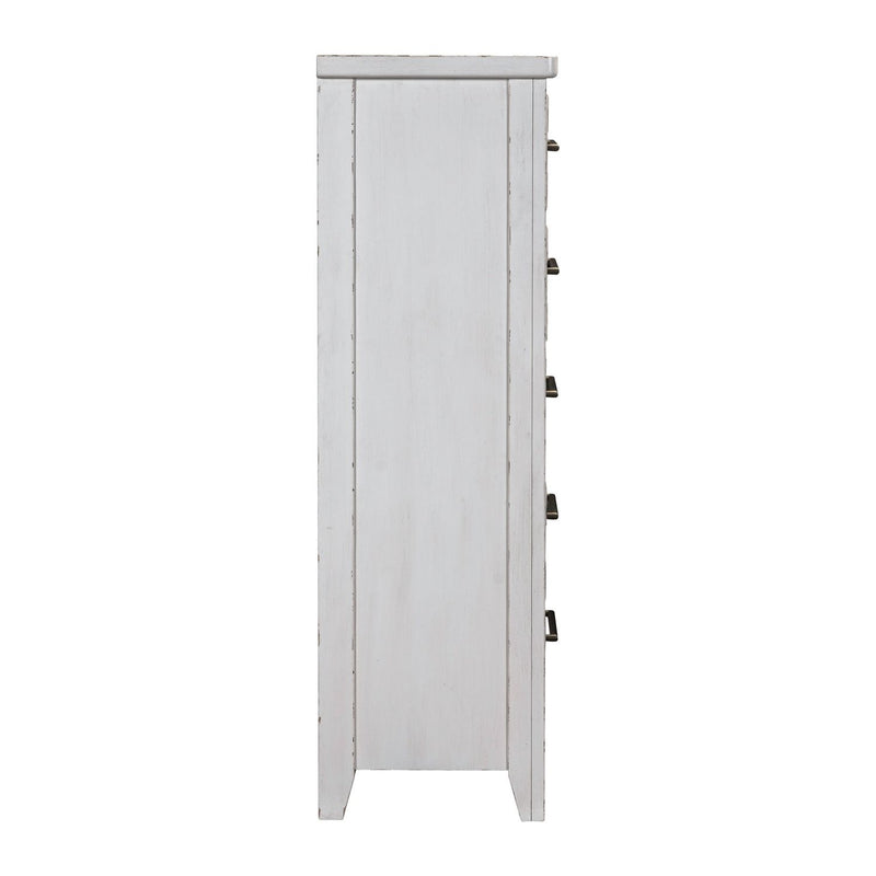 Backroads Drawer Chest in Weathered White/Parchment Brown