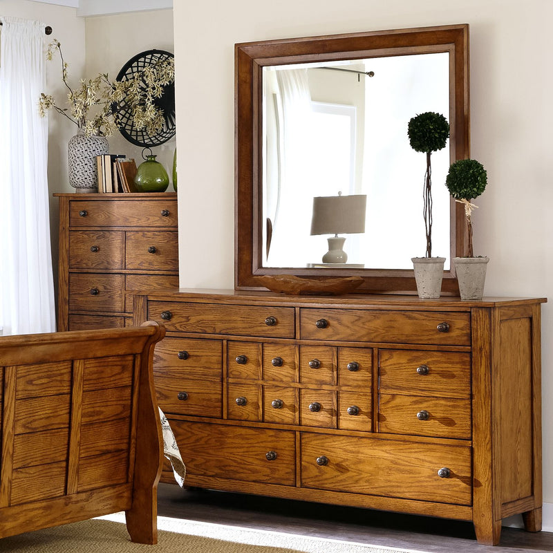 Grandpas Cabin King Sleigh Bed, Dresser & Mirror, Night Stand