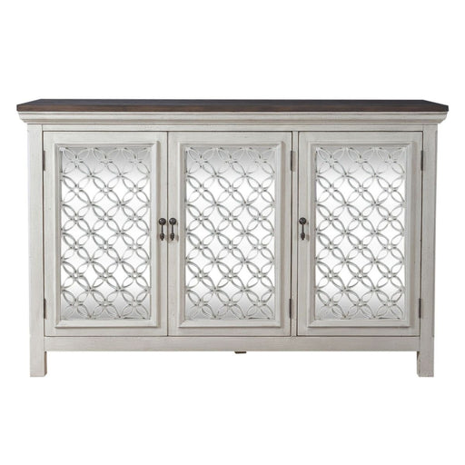Liberty Furniture Westridge 3 Door Accent Cabinet in Wire Brushed Gray and White image