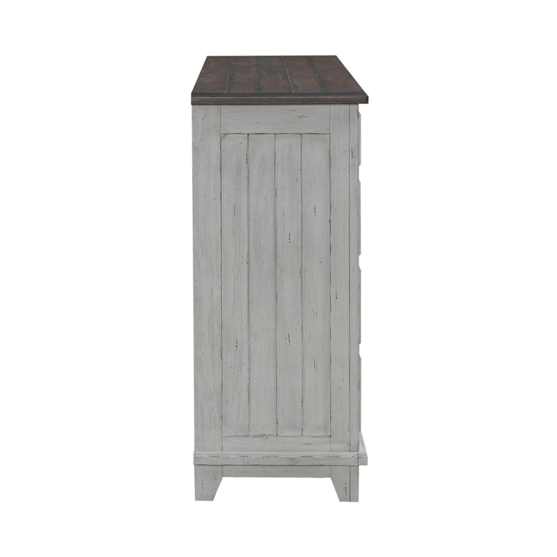 River Place 9 Drawer Dresser in Riverstone White and Tobacco
