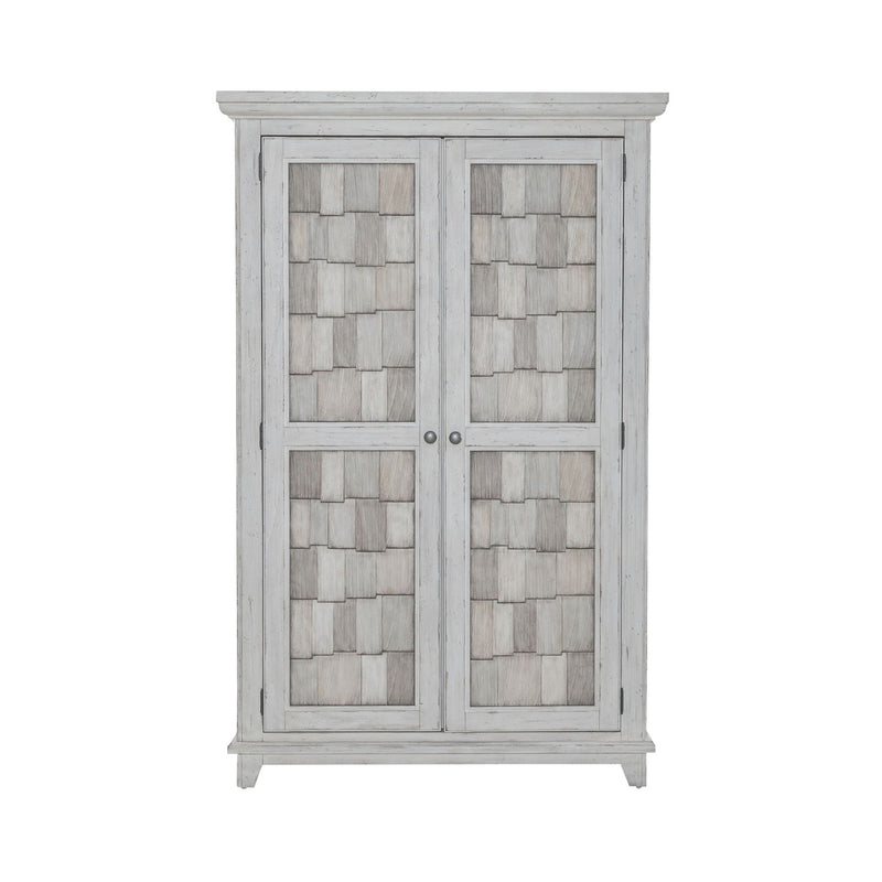 River Place Armoire in Riverstone White and Tobacco