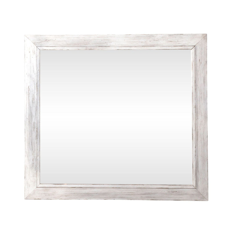 River Place Mirror in Riverstone White and Tobacco