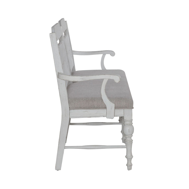 River Place Panel Back Bench in Riverstone White & Tobacco