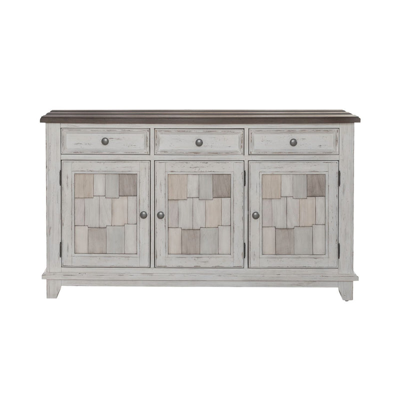 River Place Accent Server in Riverstone White & Tobacco