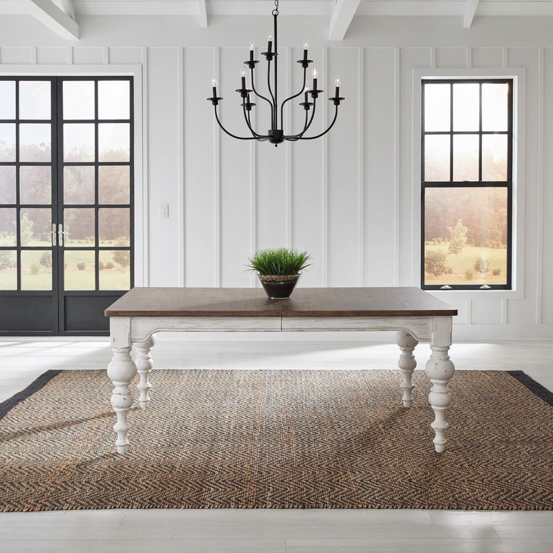 River Place Rectangular Leg Table in Riverstone White & Tobacco