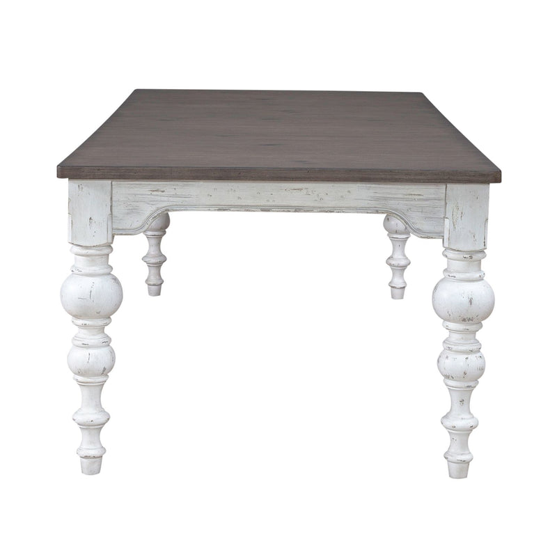 River Place Rectangular Leg Table in Riverstone White & Tobacco