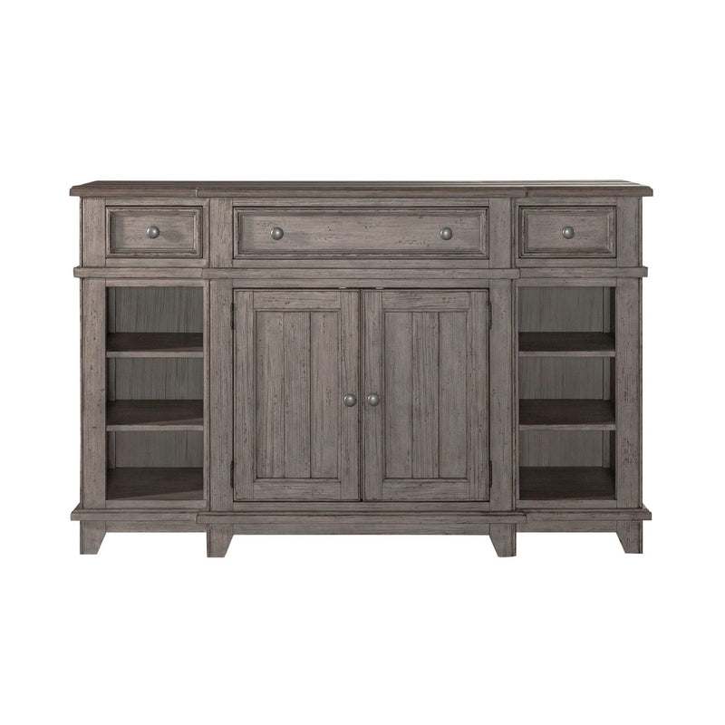 River Place Breakfront Server in Riverstone Gray & Tobacco