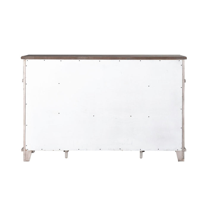 Liberty Furniture River Place Breakfront Server in Riverstone Gray & Tobacco