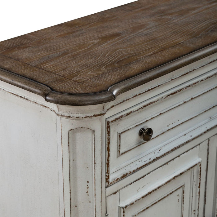 Liberty Furniture Magnolia Manor Accent Cabinet in Antique White & Weathered Bark EST SHIP TIME APPX 4 WEEKS