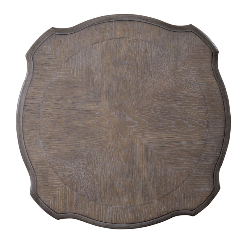 Magnolia Manor Round Accent Table in Antique White Base w/ Weathered Bark Tops