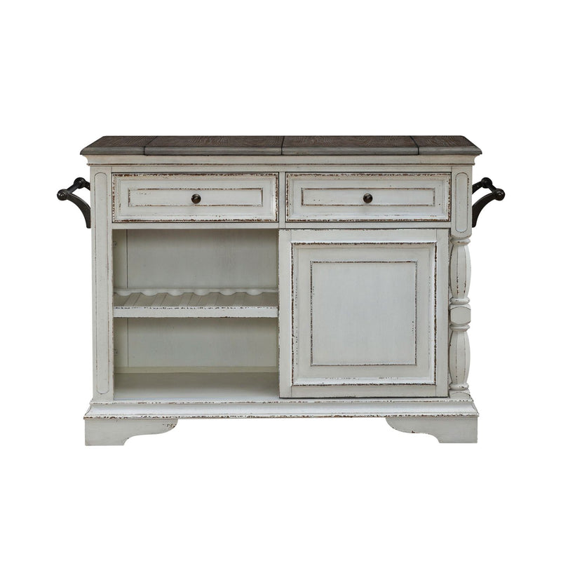 Magnolia Manor Bar Cart in Antique White & Weathered Bark EST SHIP TIME APPX 4 WEEKS
