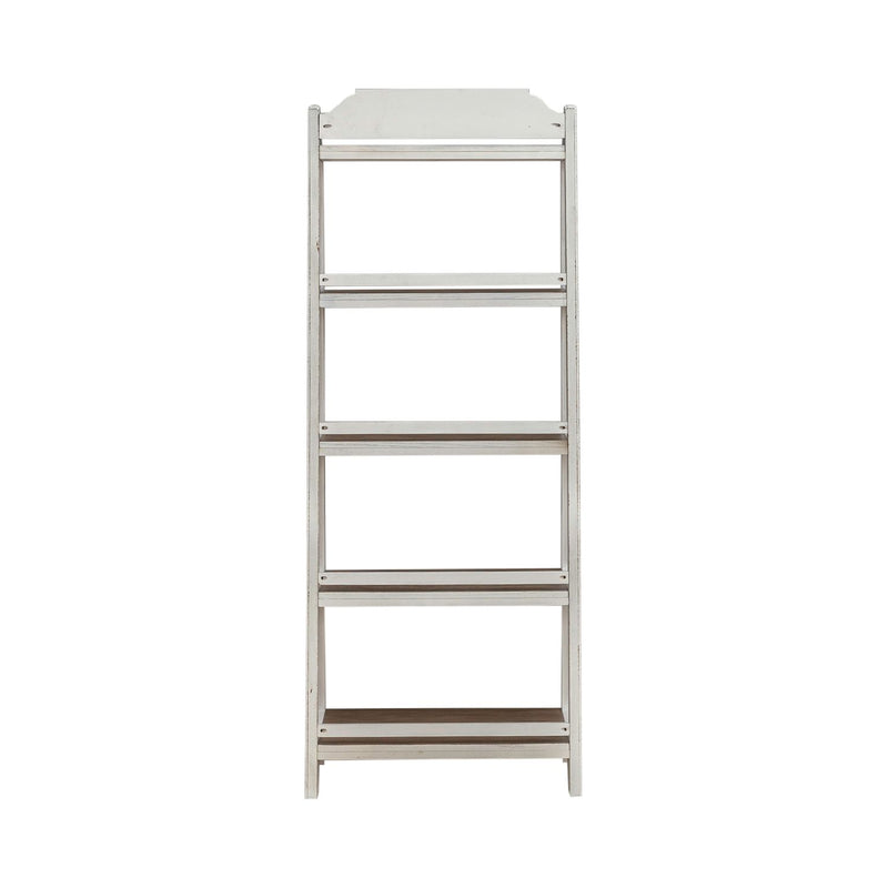 Magnolia Manor Leaning Pier Bookcase in Antique White & Weathered Bark