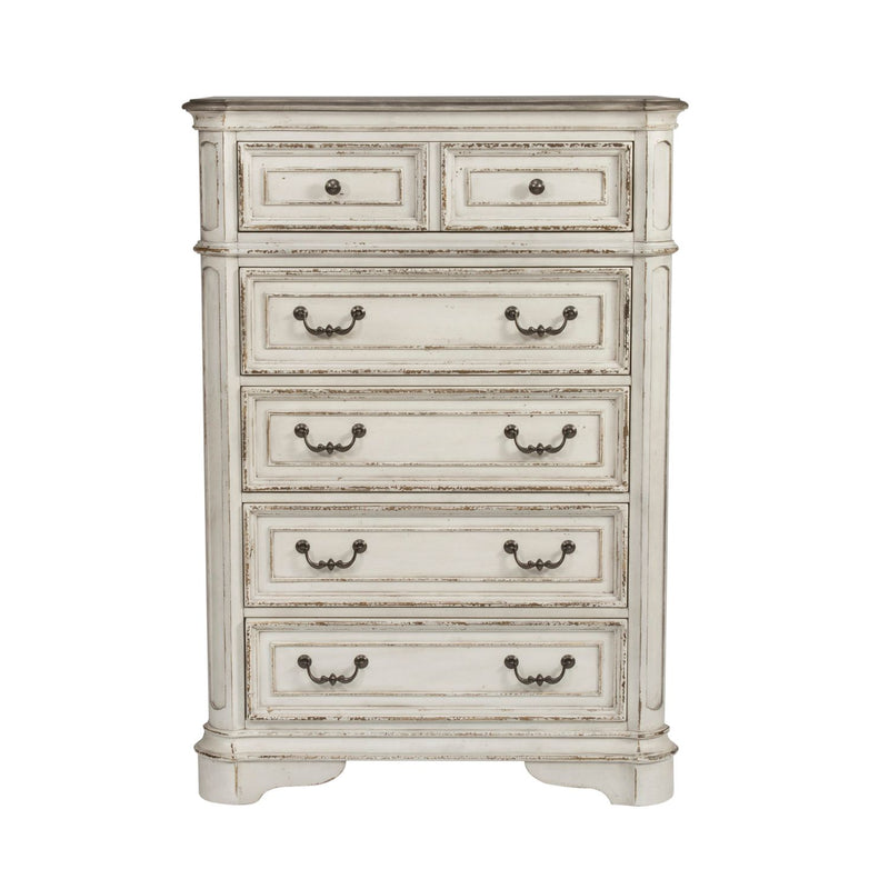 Magnolia Manor King California Upholstered Bed, Dresser & Mirror, Chest, Night Stand
