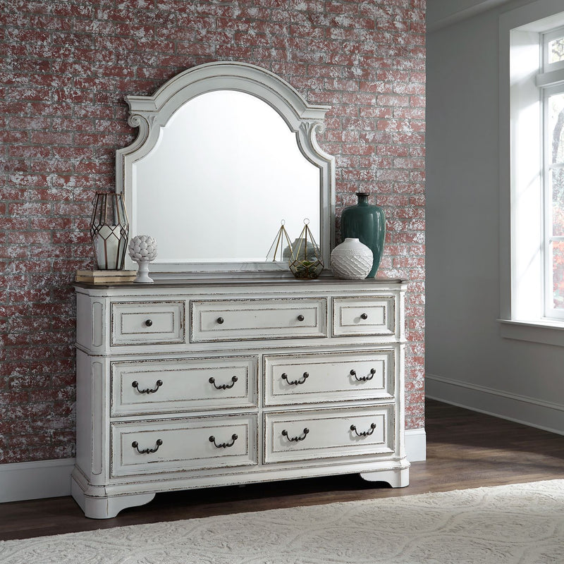 Magnolia Manor King Panel Bed, Dresser & Mirror, Chest, Night Stand