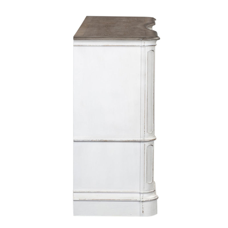 Magnolia Manor Leg 9 Drawer Dresser in Antique White
