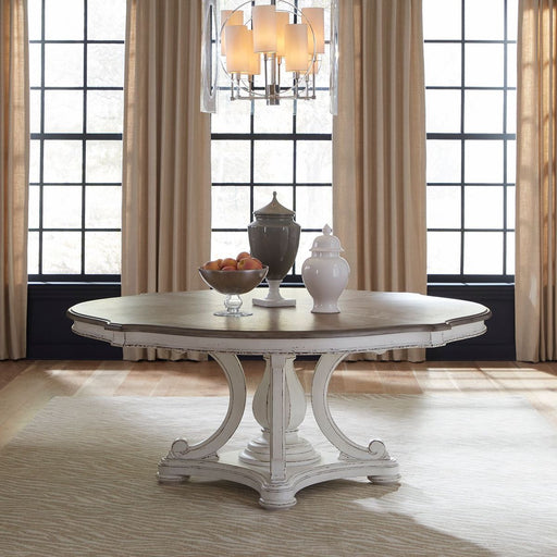 Liberty Furniture Magnolia Manor Round Pedestal Table in Antique White image