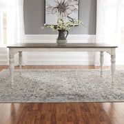 Magnolia Manor Leg Table in Antique White Base w/ Weathered Bark Tops image