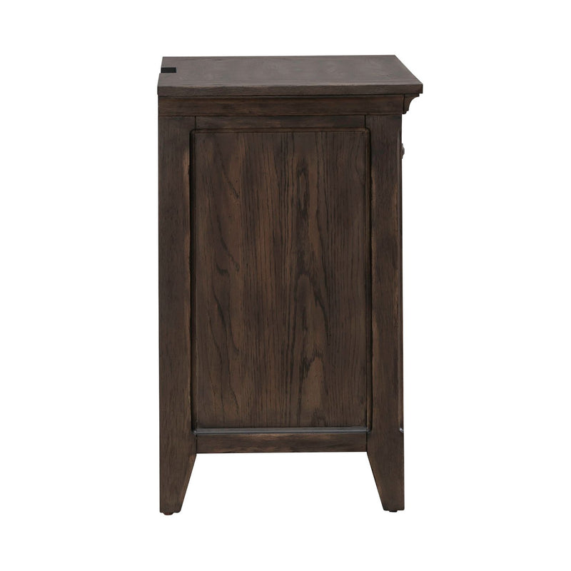 Paradise Valley Nightstand with Charging Station in Saddle Brown
