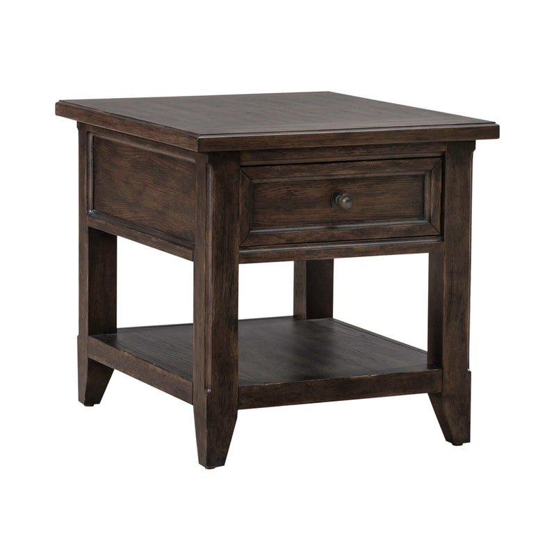 Paradise Valley Rectangular End Table in Saddle Brown
