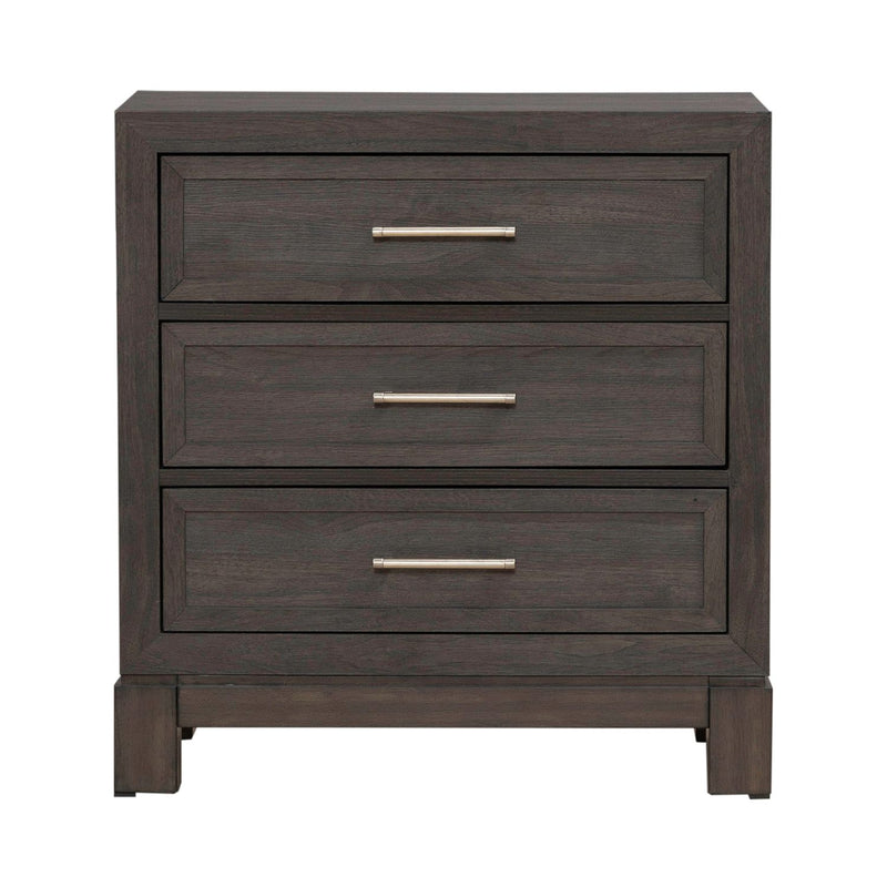 Modern Edge Nightstand w/ Charging Station in Caffe