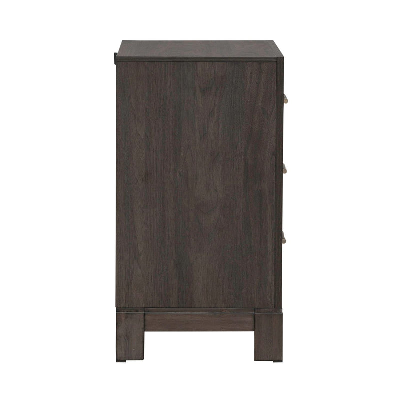 Modern Edge Nightstand w/ Charging Station in Caffe