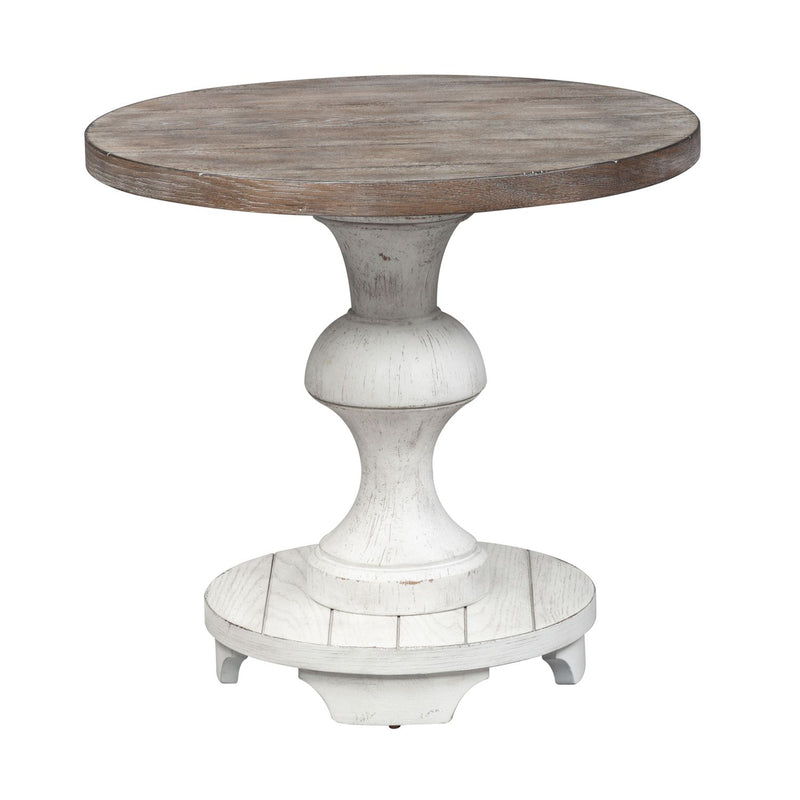 Sedona Round End Table in Heavy Distressed White