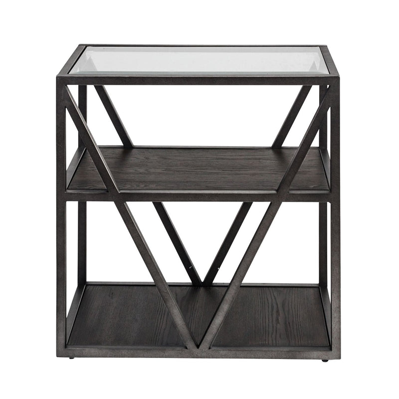 Arista Chair Side Table in Cobblestone Brown