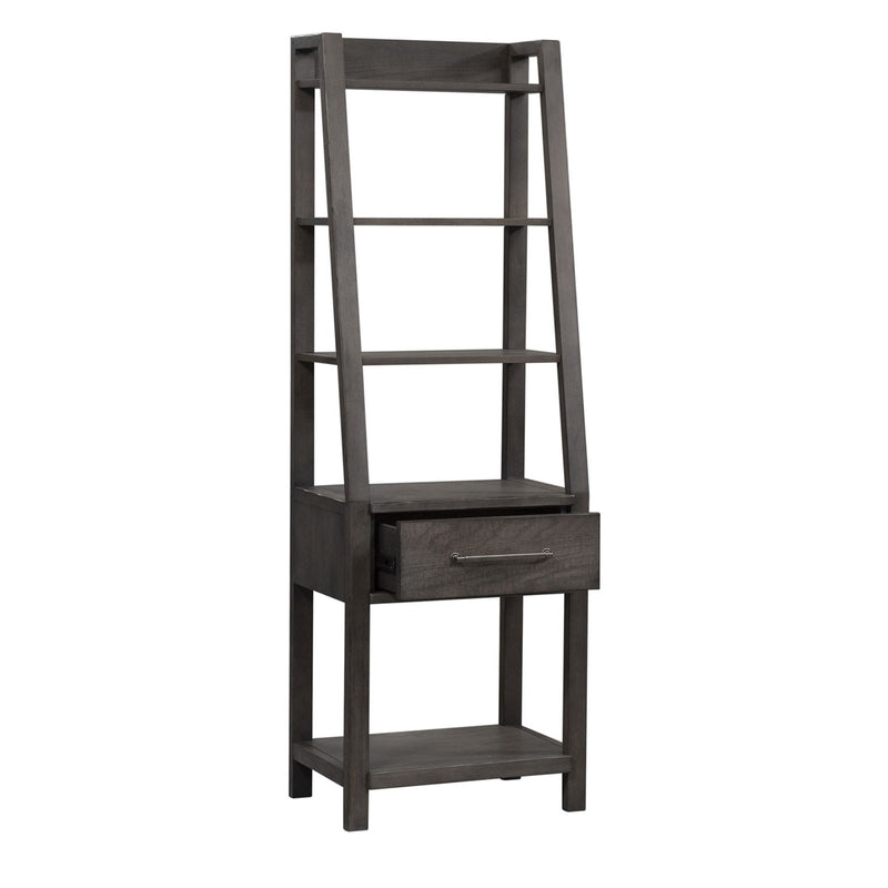 Modern Farmhouse Leaning Bookcase in Dusty Charcoal