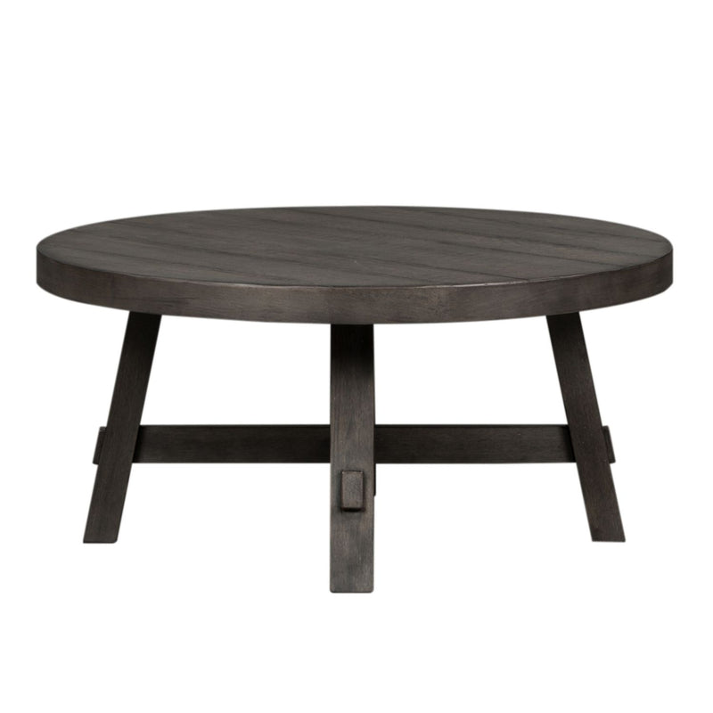 Modern Farmhouse Splay Leg Round Cocktail Table in Dusty Charcoal
