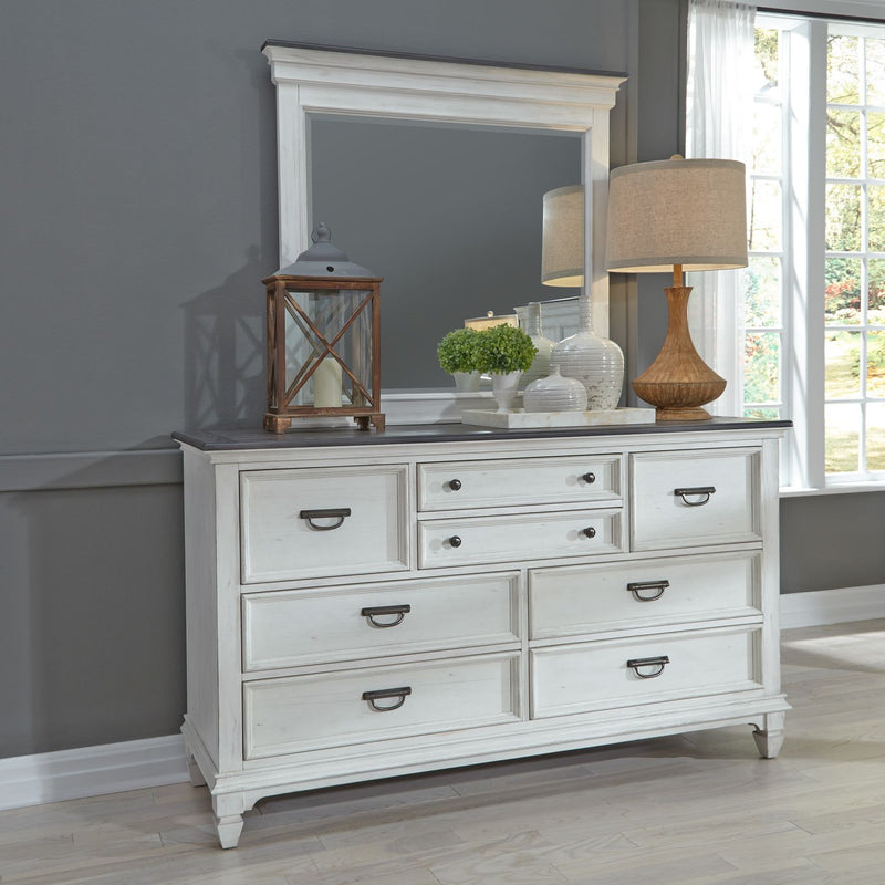 Allyson Park King California Panel Bed, Dresser & Mirror, Chest
