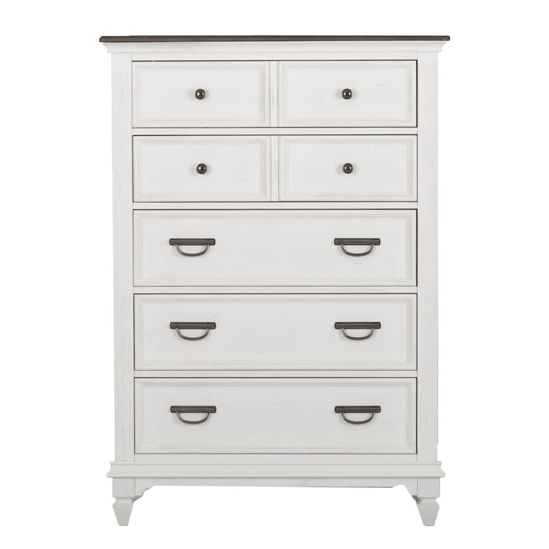 Allyson Park King Panel Bed, Dresser & Mirror, Chest