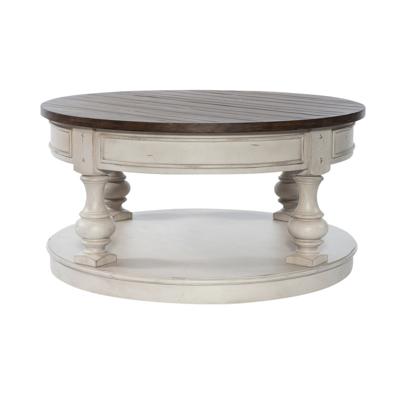 Morgan Creek Round Cocktail Table in Antique White