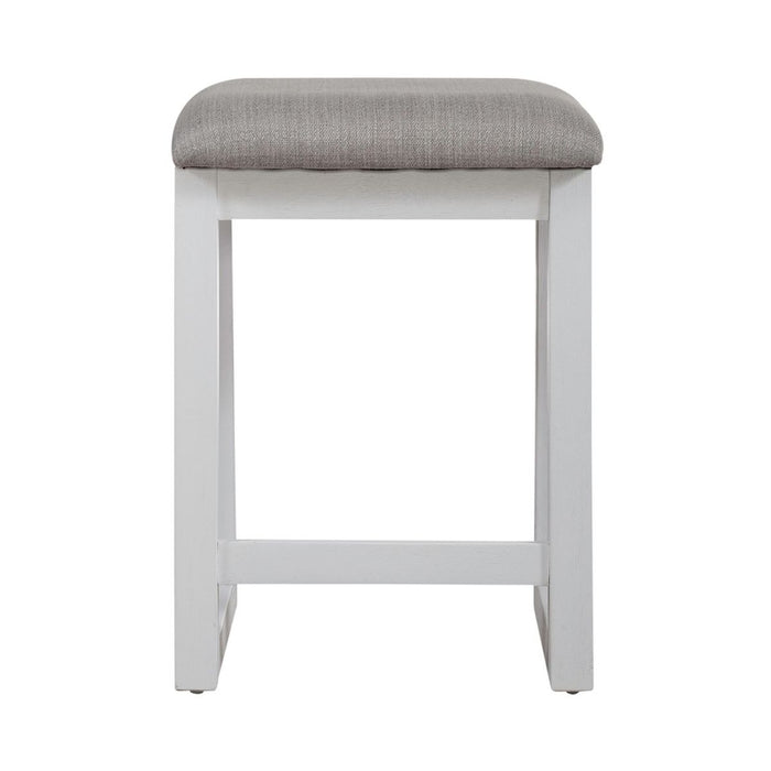 Liberty Furniture Palmetto Heights Upholstered Swivel Stool in Shell White & Driftwood
