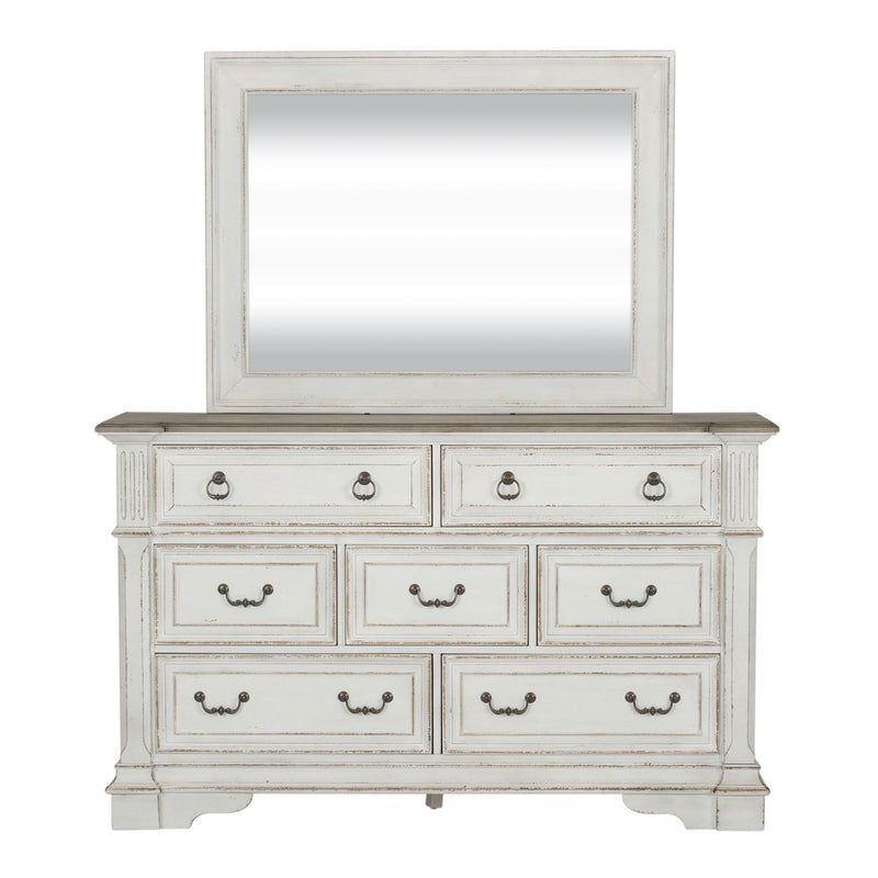 Abbey Park King California Panel Bed, Dresser & Mirror, Chest