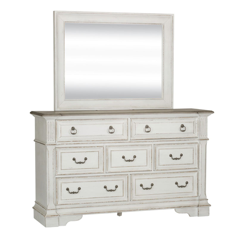 Abbey Park King Panel Bed, Dresser & Mirror, Chest