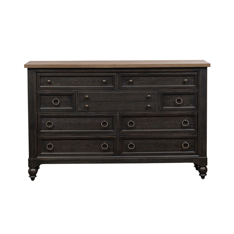 Americana Farmhouse 9 Drawer Dresser in Black