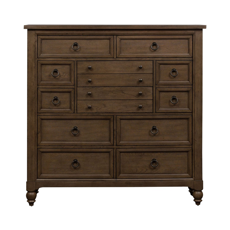 Americana Farmhouse 12 Drawer Chesser in Dusty Taupe and Black