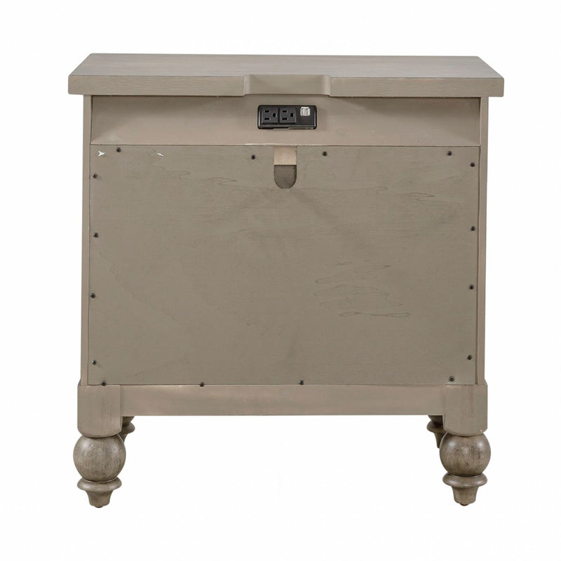 Americana Farmhouse 2 Drawer Nightstand in Dusty Taupe and Black