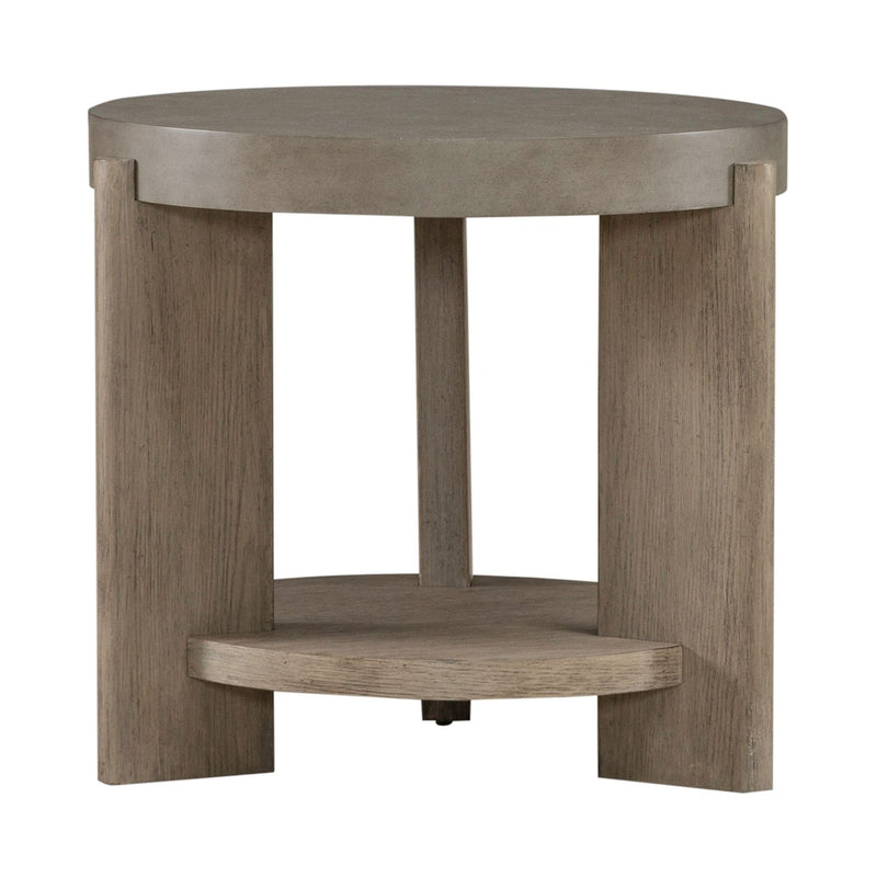 Affinity Round End Table in Dusty Taupe with Concrete Top