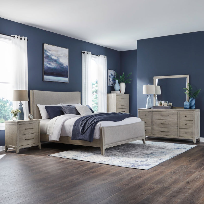 New Haven Queen Uph Bed, Dresser & Mirror, Chest, Night Stand image