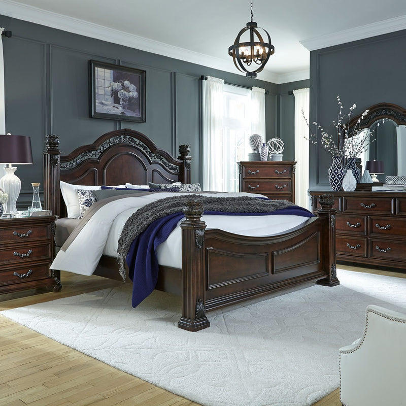 Messina Estates King California Poster Bed, Dresser & Mirror, Night Stand image