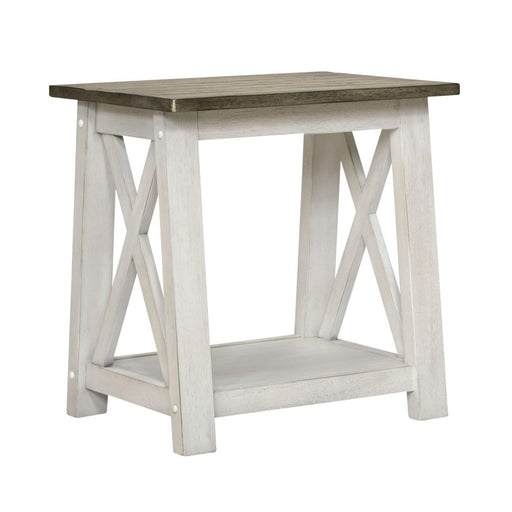 Liberty Furniture Laurel Bluff End Table in Antique White with Dusty Gray Top image