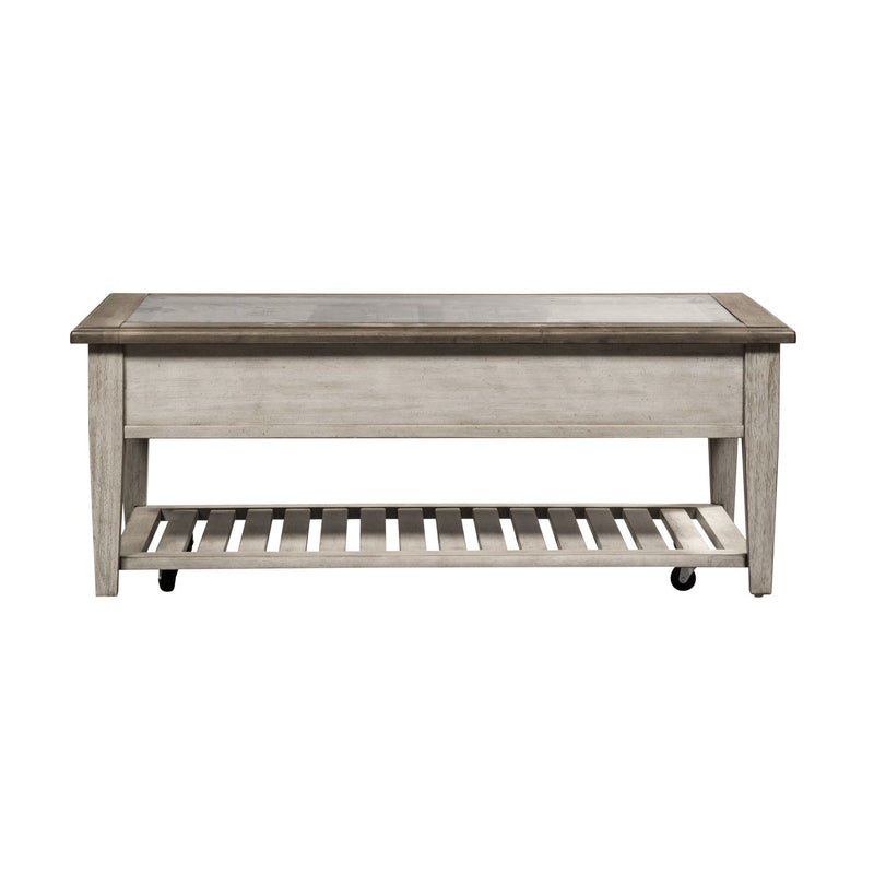 Heartland Rect Ceiling Tile Cocktail Table in Antique White