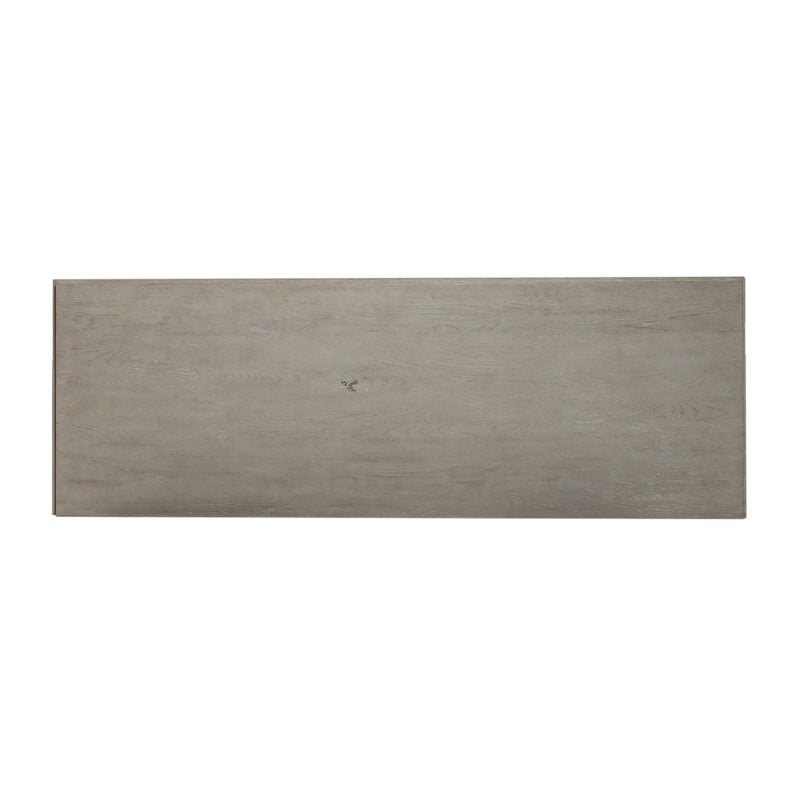 Belmar 9 Drawer Bureau Dresser in Washed Taupe and Silver Champagne