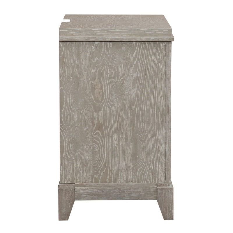 Belmar 3 Drawer Nightstand in Washed Taupe and Silver Champagne