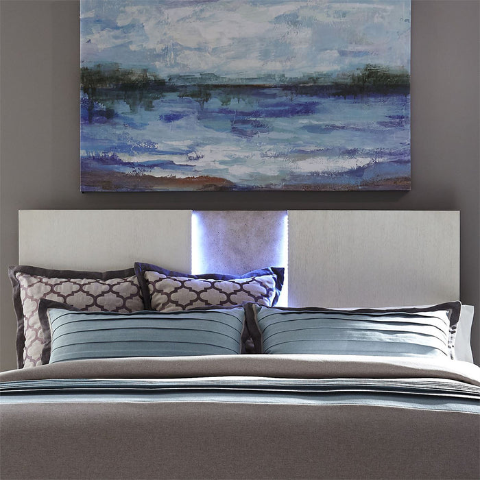 Liberty Furniture Mirage Cal King Travertine Panel Bed in Wirebrushed White