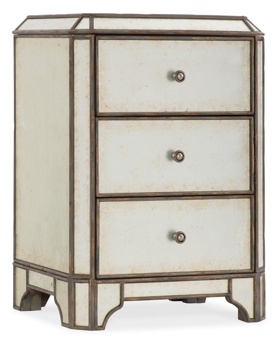 Arabella Mirrored Three-Drawer Nightstand - Vicars Furniture (McAlester, OK)