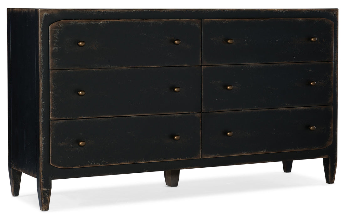 Ciao Bella Six-Drawer Dresser- Black - Vicars Furniture (McAlester, OK)